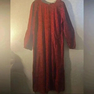 Loft MIDI dress size 14 red/ black animal print side slit